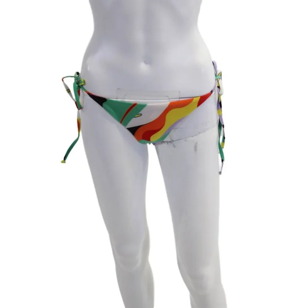 Mara Hoffman Womens Side Tie Motif Wavy Bikini Bottoms Multicolored Size Medium